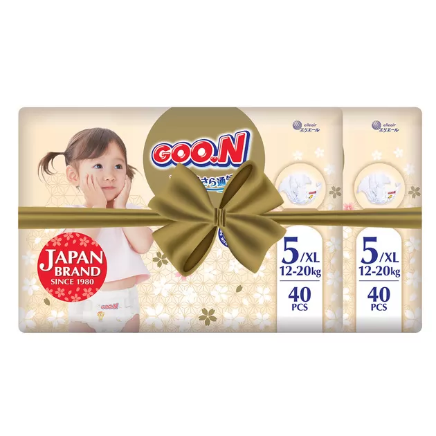 Підгузки GOO.N Premium Soft для дітей (розмір 5(XL), 12-20 kg, 80 шт.)