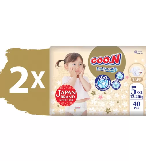 Підгузки GOO.N Premium Soft для дітей (розмір 5(XL), 12-20 kg, 80 шт.) - F1010101-150-2_2.jpg - № 2