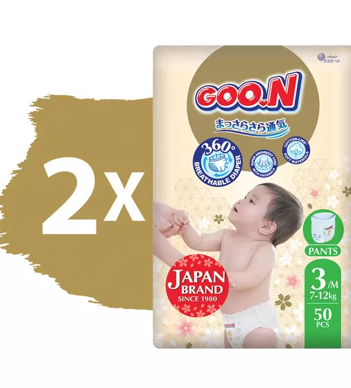 Трусики-підгузки GOO.N Premium Soft для дітей (розмір 3(M), 7-12 kg, 100 шт.) - F1010101-156-2_2.jpg - № 2
