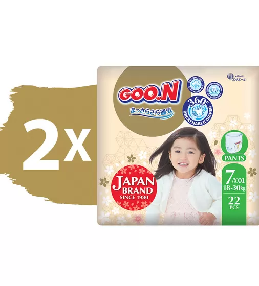 Трусики-підгузки GOO.N Premium Soft для дітей  (розмір 7(3XL), 18-30 kg, 44 шт.) - F1010101-160-2_2.jpg - № 2