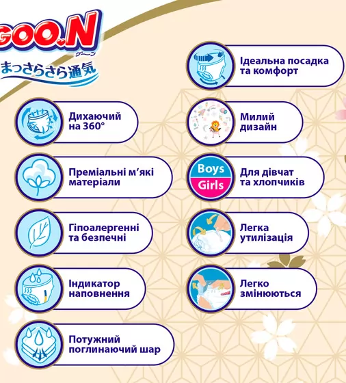 Трусики-підгузки GOO.N Premium Soft для дітей  (розмір 7(3XL), 18-30 kg, 44 шт.) - F1010101-160-2_7.jpg - № 7