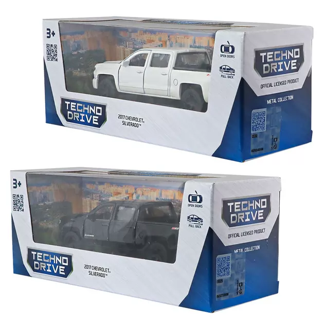 Автомодель - Chevrolet Silverado 2017 (перламутрово-белый, черный)