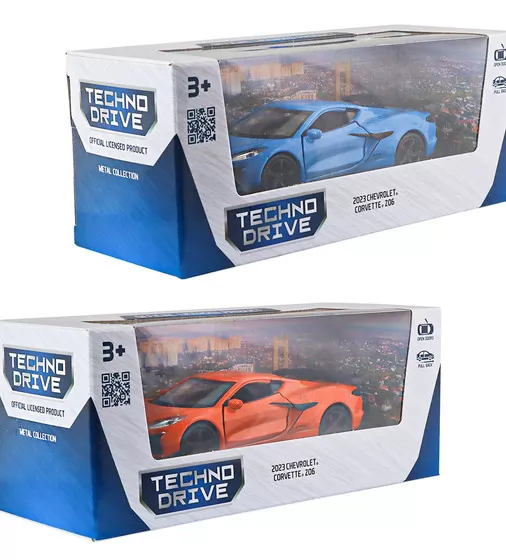 Автомодель - Chevrolet Corvette Z06 2023 (помаранчевий, світло-блакитний) - 250383W_15.jpg - № 15