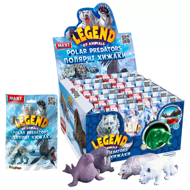 Дисплей стретч-іграшок у вигляді тварини серії Legend of animals Максі &ndash; Полярні хижаки (12 шт.)