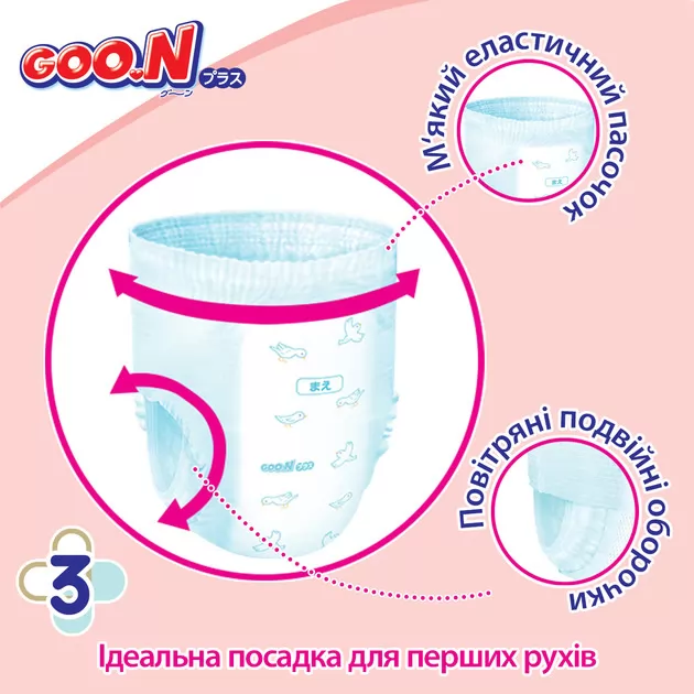 Трусики-подгузники Goo.N Plus для детей (размер 3(M), 6-12 кг, 52 шт.)