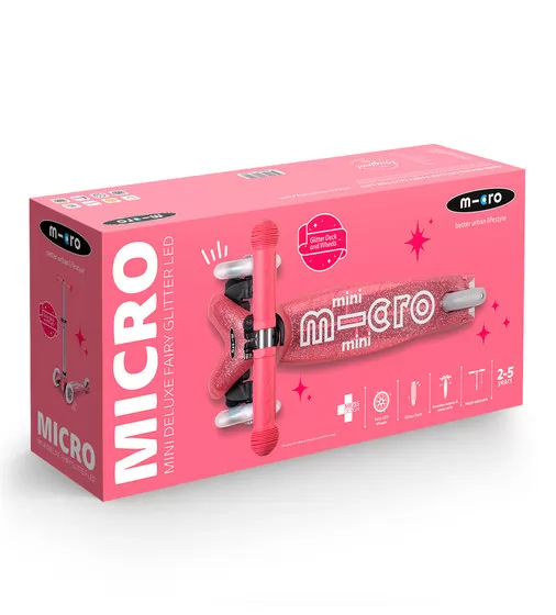 Самокат Micro серії Mini Deluxe Fairy Glitter LED" &ndash; Рожевий" - MMD208_11.jpg - № 11