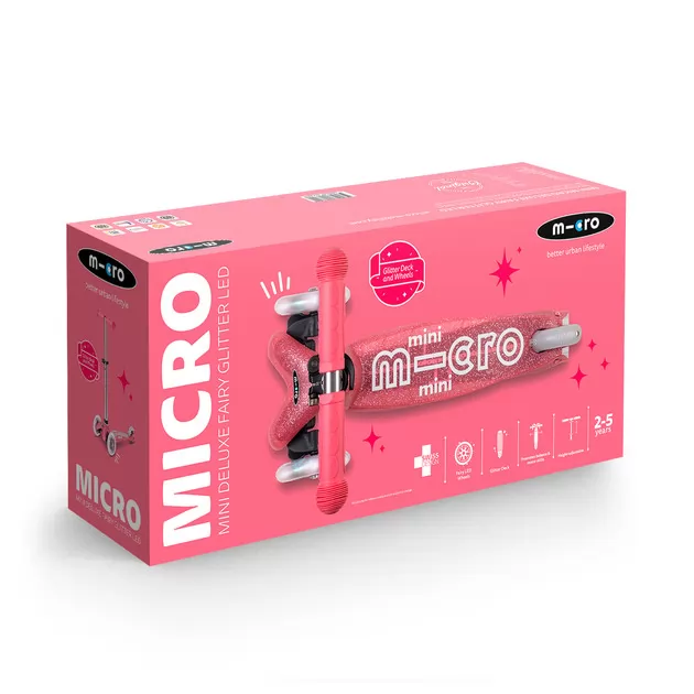 Самокат Micro серії Mini Deluxe Fairy Glitter LED" &ndash; Рожевий"