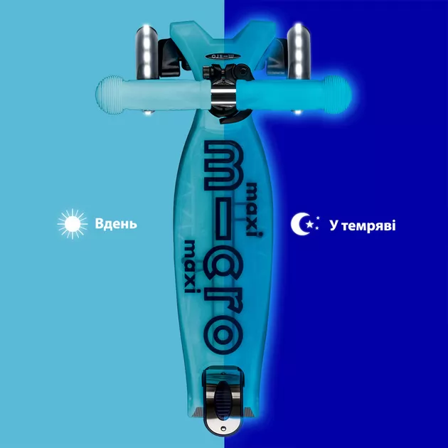 Самокат Micro серії Maxi Deluxe Glow LED" – Синій кришталь"