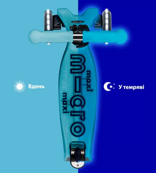 Самокат Micro серії Maxi Deluxe Glow LED" – Синій кришталь" - MMD366_6.jpg - № 6