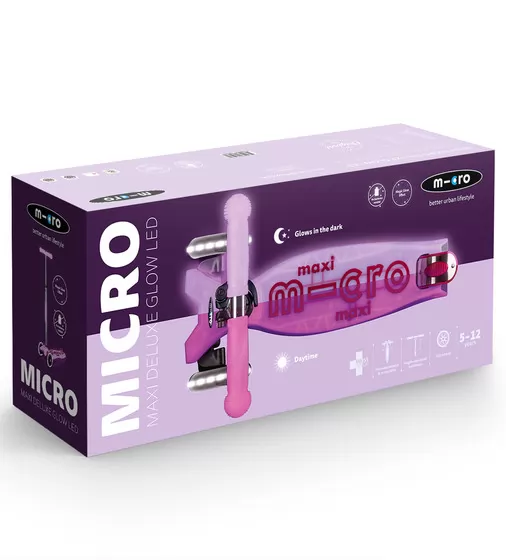 Самокат Micro серії Maxi Deluxe Glow LED" &ndash; Сяйнисто-пурпуровий" - MMD367_11.jpg - № 11