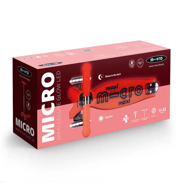 Самокат Micro серії Maxi Deluxe Glow LED" &ndash; Червона аура"