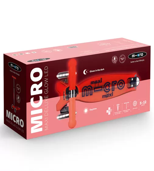 Самокат Micro серії Maxi Deluxe Glow LED" &ndash; Червона аура" - MMD368_11.jpg - № 11