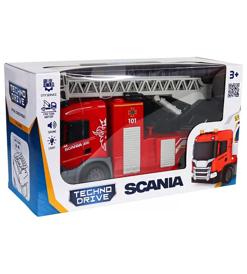Автомодель серії Big Truck" &ndash; Пожежна машина Scania (світло, звук, функ. води)" - 6407KS_13.jpg - № 13