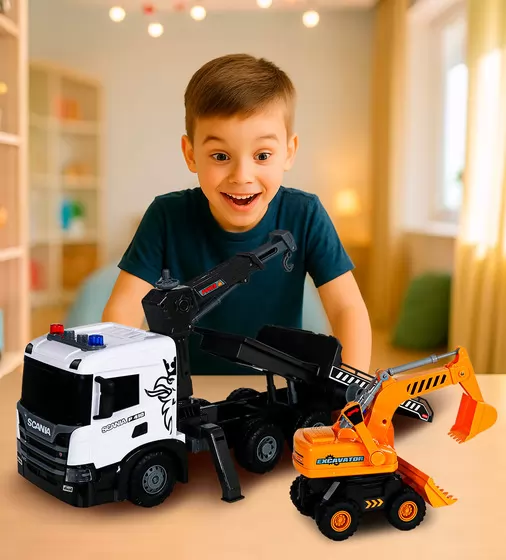 Игровой набор серии Super Big Truck" &ndash; Автокран Scania с экскаватором (свет, звук)" - 5004KS_9.jpg - № 9