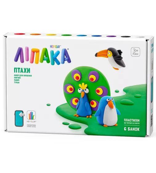 Набор пластилина Липака - Птицы: Пингвин, павлин, тукан - 60026-UA01_1.jpg - № 1