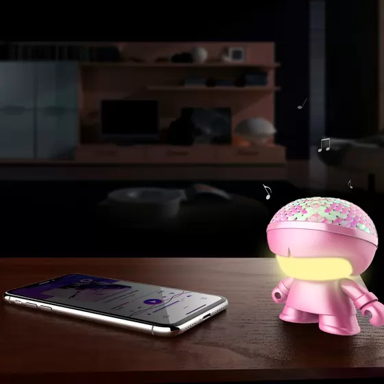 Акустика  Xoopar - Mini Xboy (7,5 Cm, Рожева З Паєтками Металік, Bluetooth)