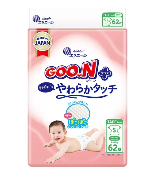 Подгузники Goo.N Plus для детей (размер 2(S), 4-8 кг, 62 шт) - 21001496_1.jpg - № 1