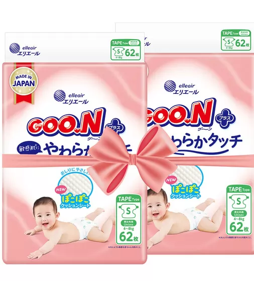 Подгузники Goo.N Plus для детей (размер 2(S), 4-8 кг, 124 шт) - 21001496-2_1.jpg - № 1