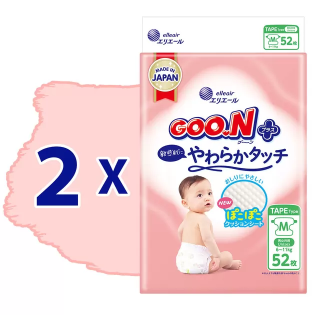 Подгузники Goo.N Plus для детей (размер 3(M), 6-11 кг, 104 шт)
