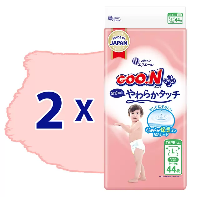 Подгузники Goo.N Plus для детей (размер 4(L), 9-14 кг, 88 шт)