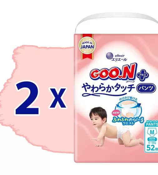 Трусики-подгузники Goo.N Plus для детей (размер 3(M), 6-12 кг, 104 шт) - 21001510-2_2.jpg - № 2