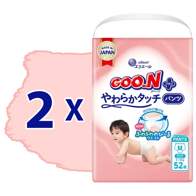 Трусики-подгузники Goo.N Plus для детей (размер 3(M), 6-12 кг, 104 шт)