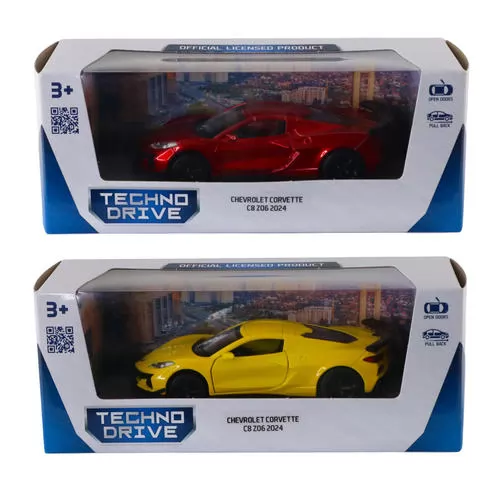 Автомодель – Chevrolet Corvette C8 Z06 2024 (желтый, красный) за