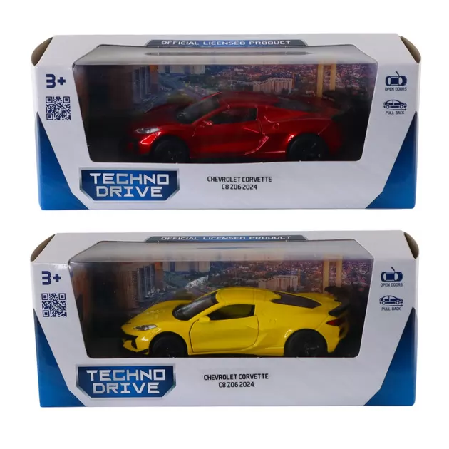 Автомодель &ndash; Chevrolet Corvette C8 Z06 2024 (желтый, красный)