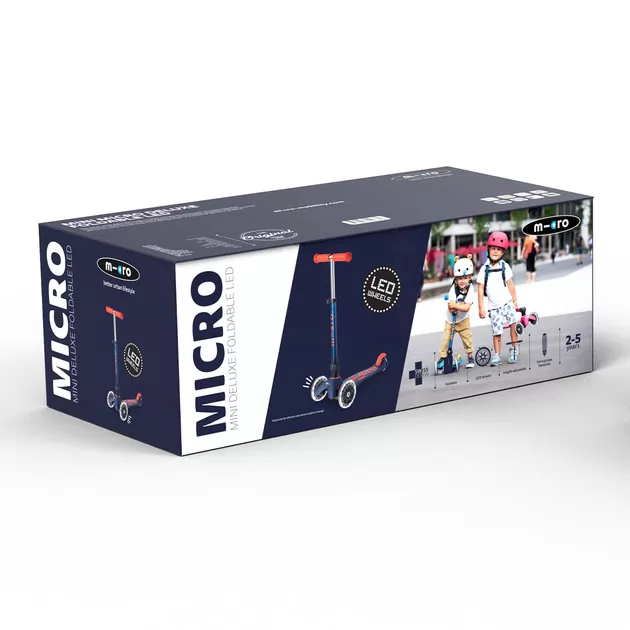 Самокат MICRO складний серії Mini Deluxe Foldable LED" &ndash; Синій"