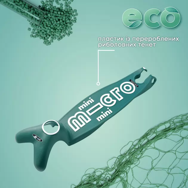 Самокат MICRO серії Mini Deluxe ECO LED" &ndash; Зелений"