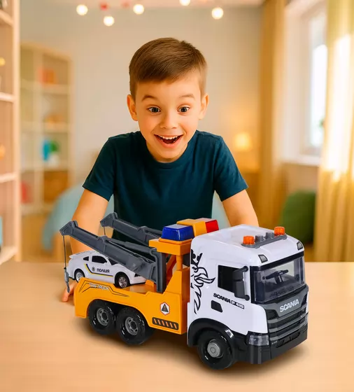 Ігровий набір серії Mid Truck" &ndash; Евакуатор Scania з машиною поліції (світло, звук)" - 3004KS_11.jpg - № 11