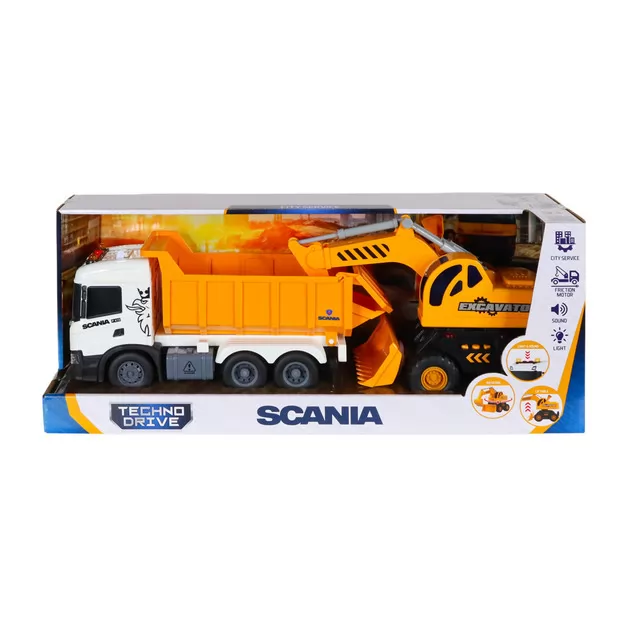 Ігровий набір серії 2 in 1 Truck" &ndash; Самоскид Scania і екскаватор (світло, звук)"