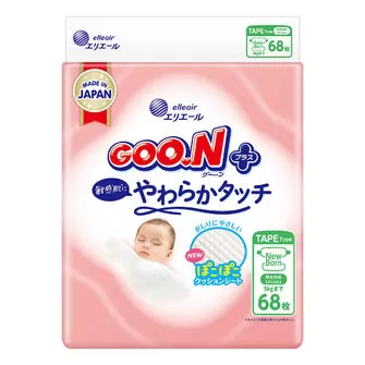 Подгузники Goo.N Plus для новорожденных (размер 1(NB), до 5 кг, 68 шт)
