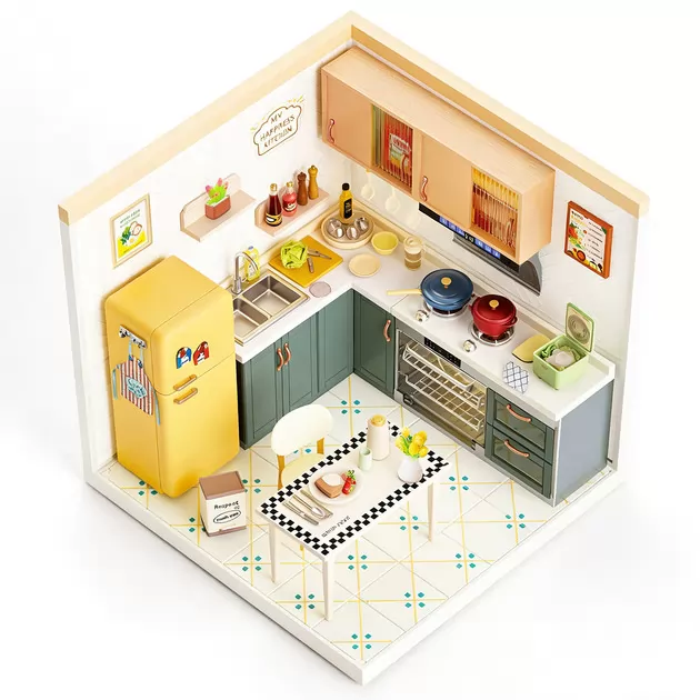 Конструктор-румбокс Mini House серии Интерьер &ndash; Кухня (свет)