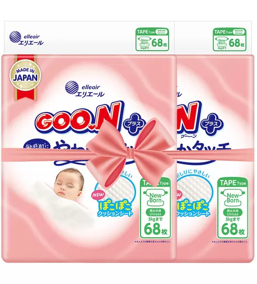 Підгузки Goo.N Plus для новонароджених (розмір 1(NB), до 5 кг, 136 шт) - 21001495-2_1.jpg - № 1