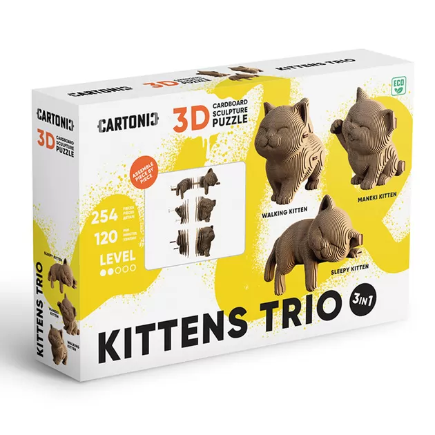 Puzzle 3D Trio kotk&oacute;w