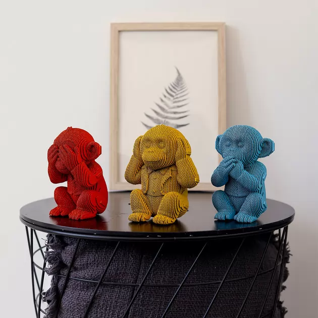 Puzzle 3D Trio małpek
