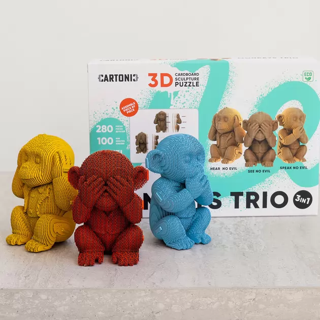 Puzzle 3D Trio małpek