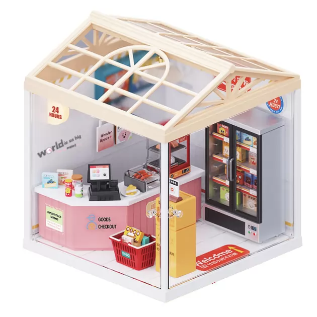 Конструктор-румбокс Mini House серии Интерьер &ndash; Круглосуточный мини-маркет (свет)