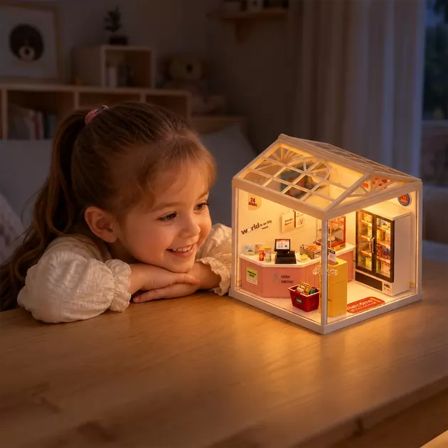 Конструктор-румбокс Mini House серии Интерьер &ndash; Круглосуточный мини-маркет (свет)