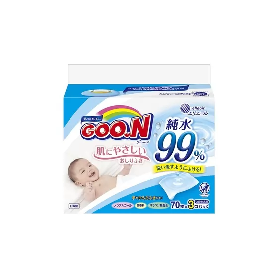 Влажные салфетки Goo.N для чувствительной кожи коллекция 2019 (3 блока по 70 шт)