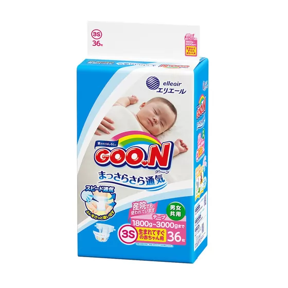 Підгузки Goo.N Для Немовлят З Малою Вагою Колекція 2018  (Розмір Sss, 1,8-3 Кг)
