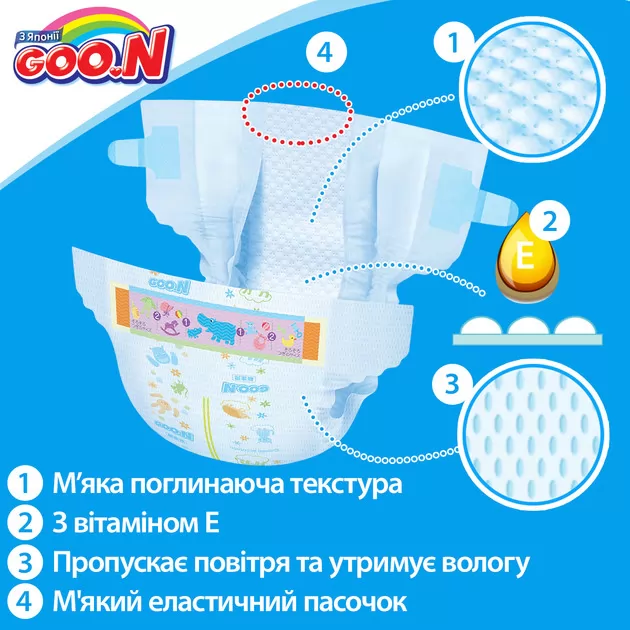 Підгузки GOO.N для дітей колекція 2019 (розмір L, 9-14 кг)