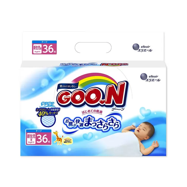 Підгузки  Goo.N Для Немовлят До 5 Кг (Розмір Ss, На Липучках, Унісекс, 36 Шт) Коллекция 2018